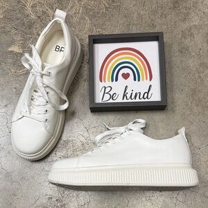 BP Classic White Lace-Up Sneakers